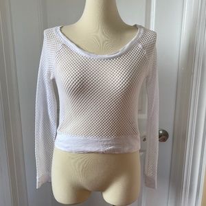 Express White Mesh Cropped Top Size Small